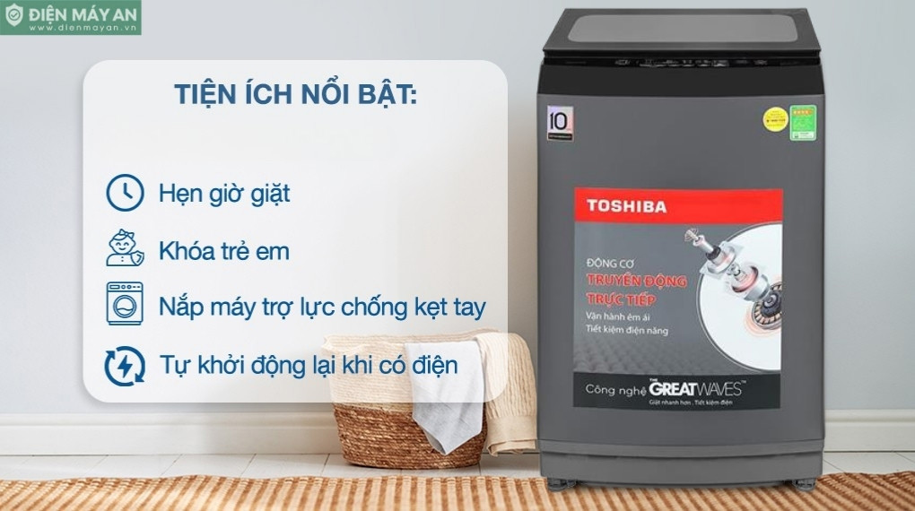 Máy giặt Toshiba Inverter 13 kg AW-DM1400LV(MK)